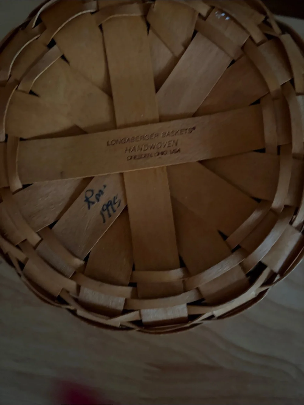 Longaberger Natural Woven Basket with Dark Green Liner